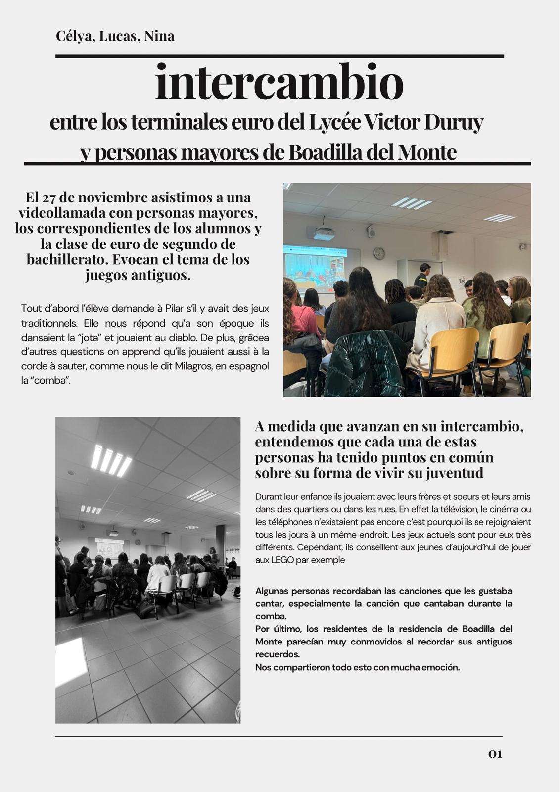 Visioconférence avec des résidents d’une maison de retraite de Boadilla del Monte (Madrid)