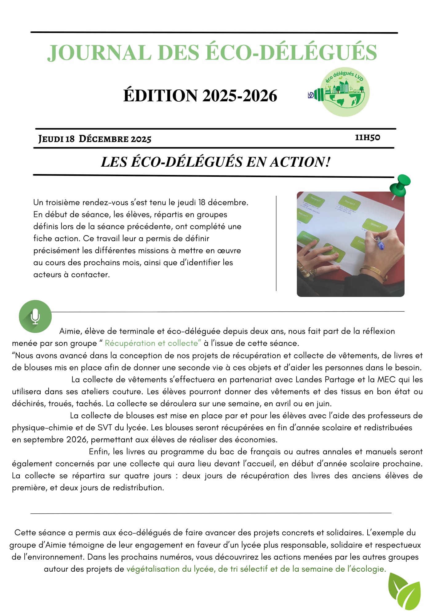 Journal des éco-délégués 3/25-26