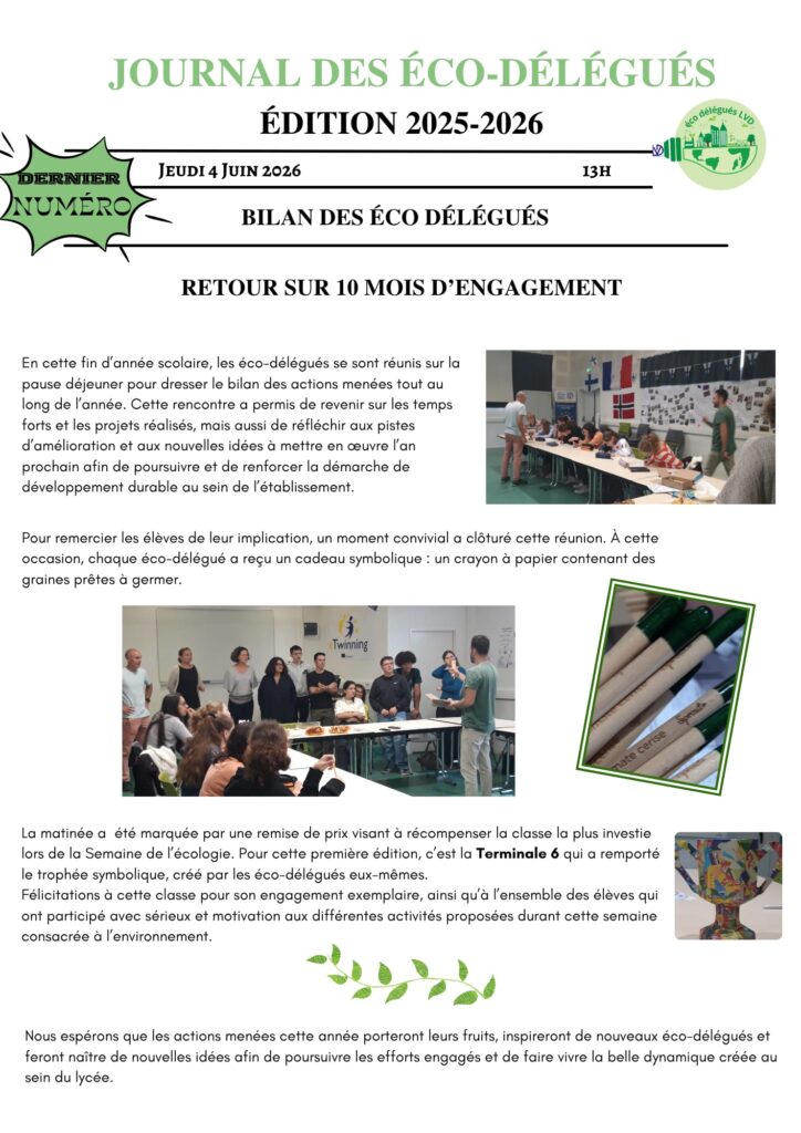 journal n°6 eco delegues 25 26