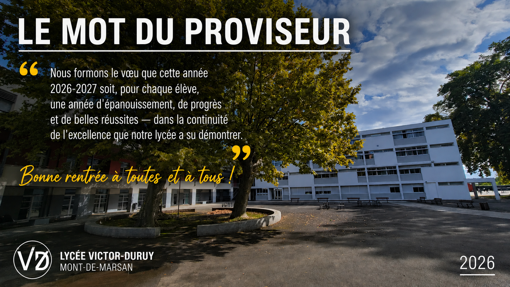 Le mot de rentrée du Proviseur